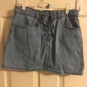 Lace-up Denim Skirt